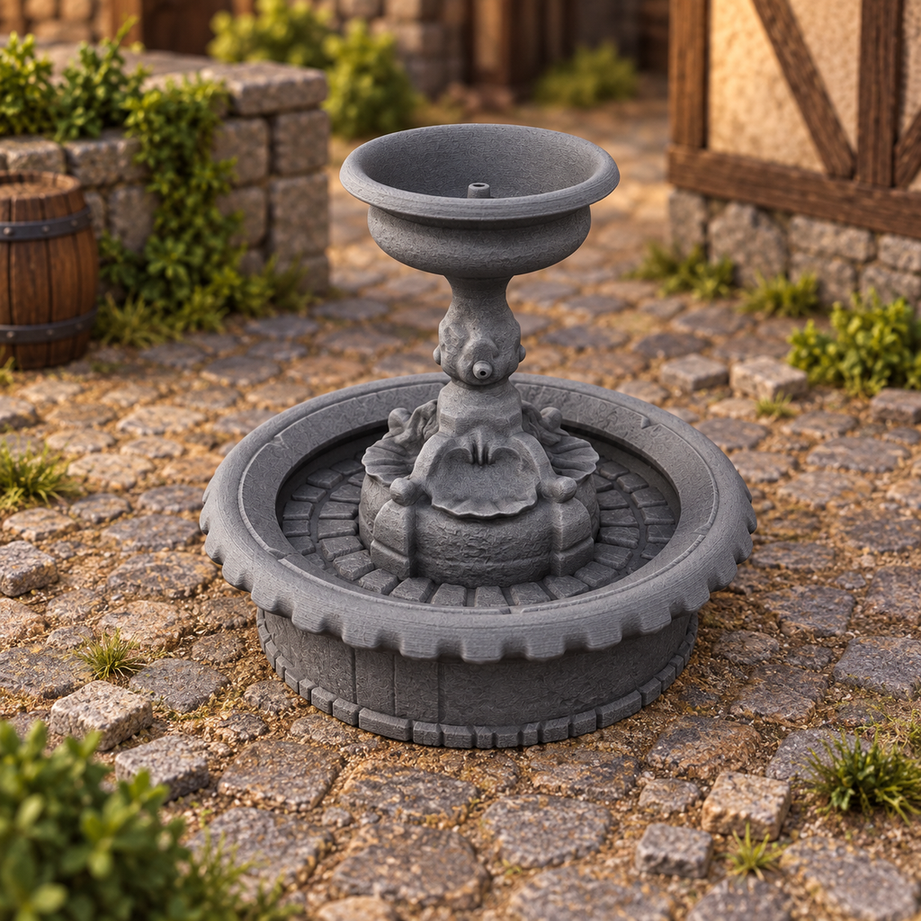 Fountain 28mm DND Terrain | Tabletop Wargaming Scatter Scenery for Warhammer, Frostgrave & RPG | Unpainted 3D Printed