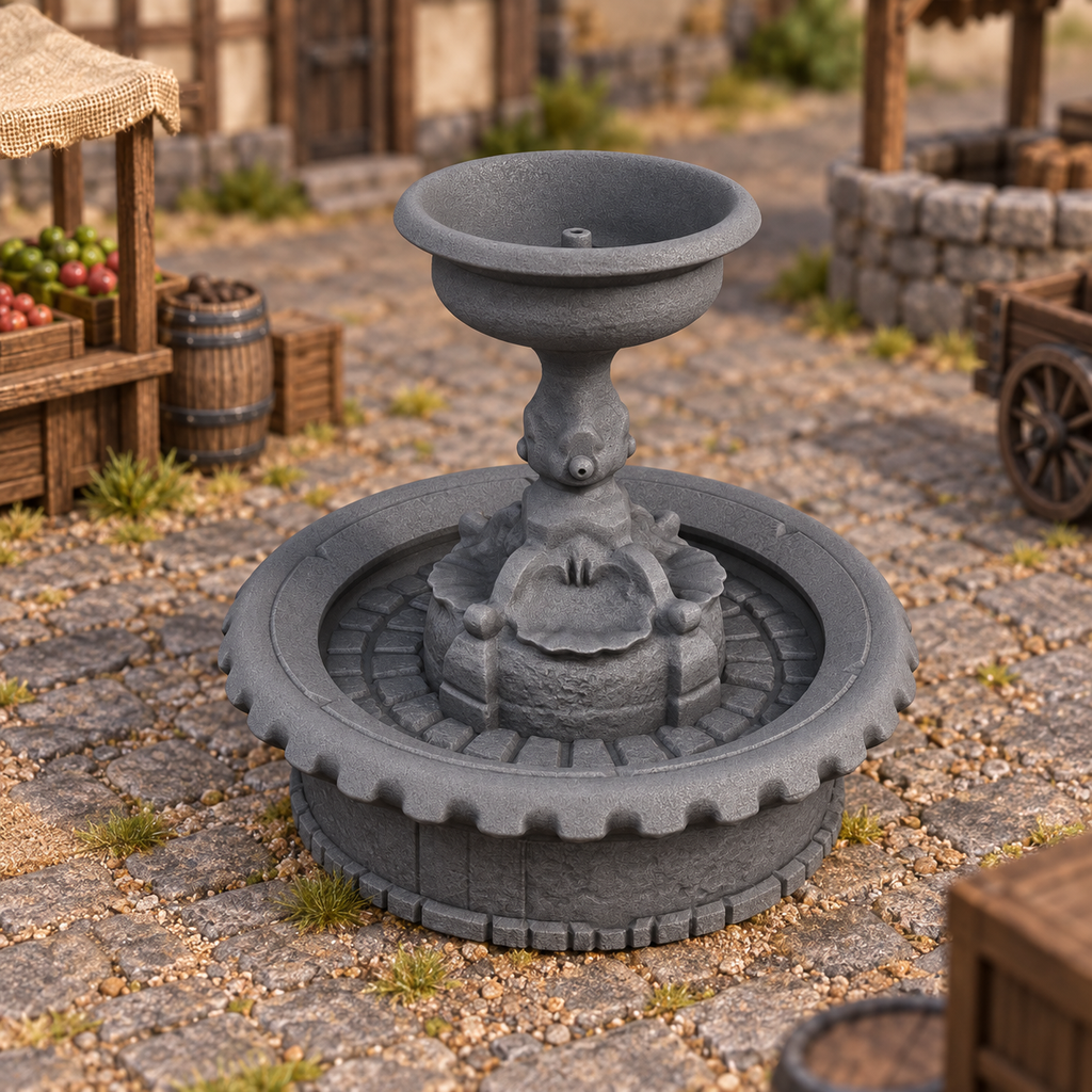 Fountain 28mm DND Terrain | Tabletop Wargaming Scatter Scenery for Warhammer, Frostgrave & RPG | Unpainted 3D Printed