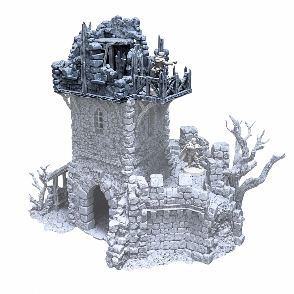 Black Lions Bastion Tower Ruined Floor Add-On – 28mm Terrain, Unpainted
