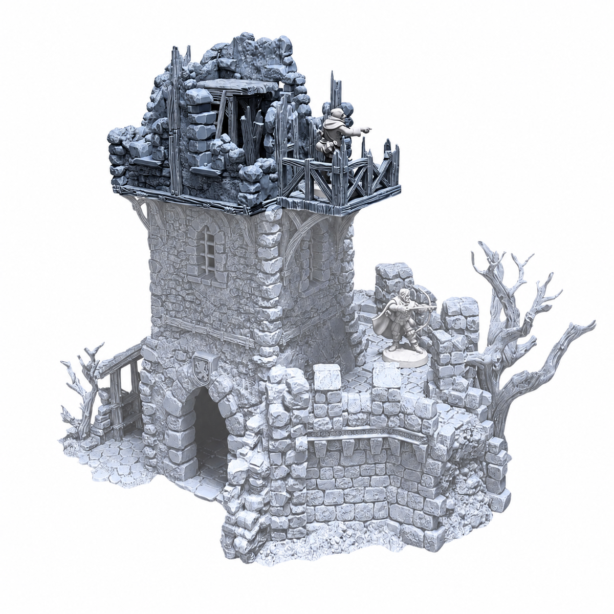 Black Lions Bastion Tower Ruined Floor Add-On – 28mm Terrain, Unpainted