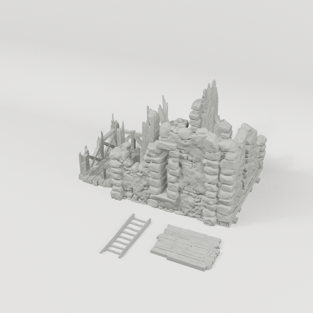 Black Lions Bastion Tower Ruined Floor Add-On – 28mm Terrain, Unpainted