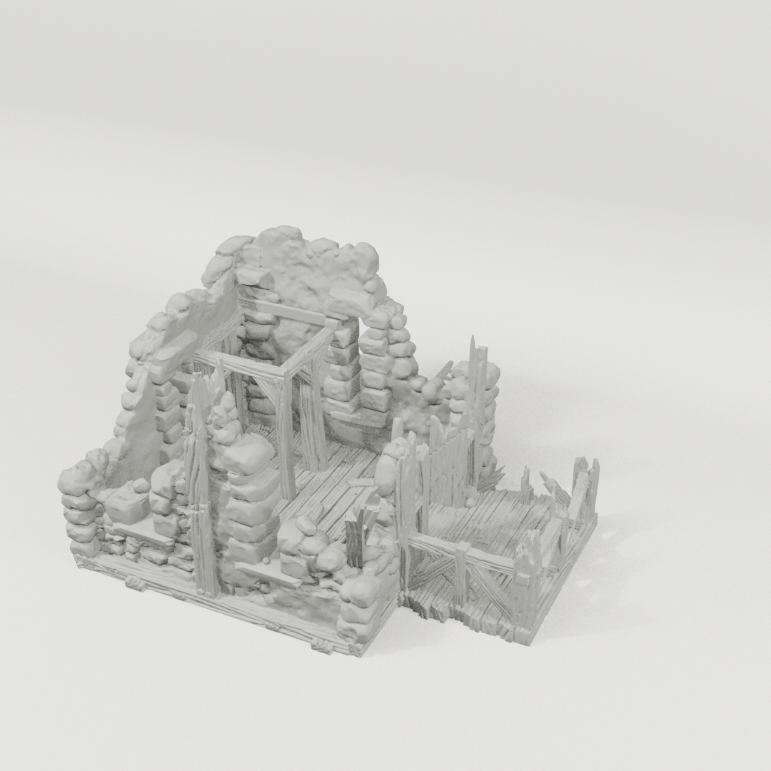 Black Lions Bastion Tower Ruined Floor Add-On – 28mm Terrain, Unpainted