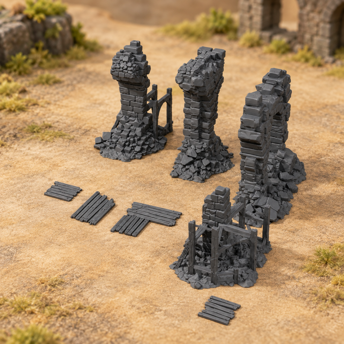 Aqueduct Ruins – 28mm Fantasy Tabletop Terrain, Unpainted
