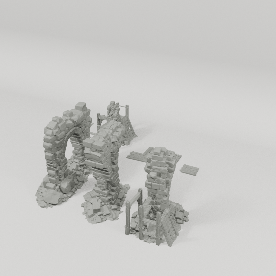 Aqueduct Ruins – 28mm Fantasy Tabletop Terrain, Unpainted