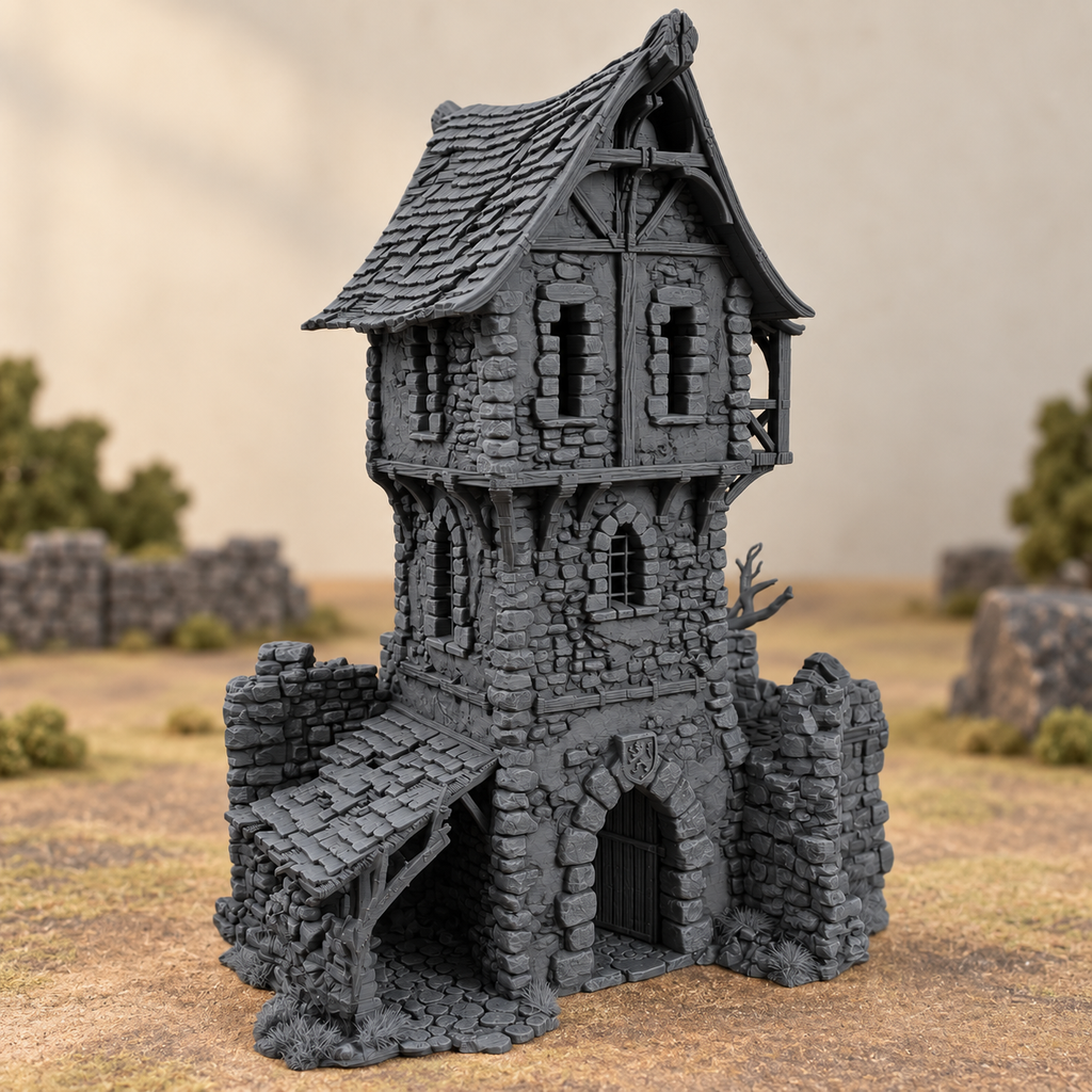Black Lions Bastion Tower – 28mm Fantasy Terrain, Unpainted