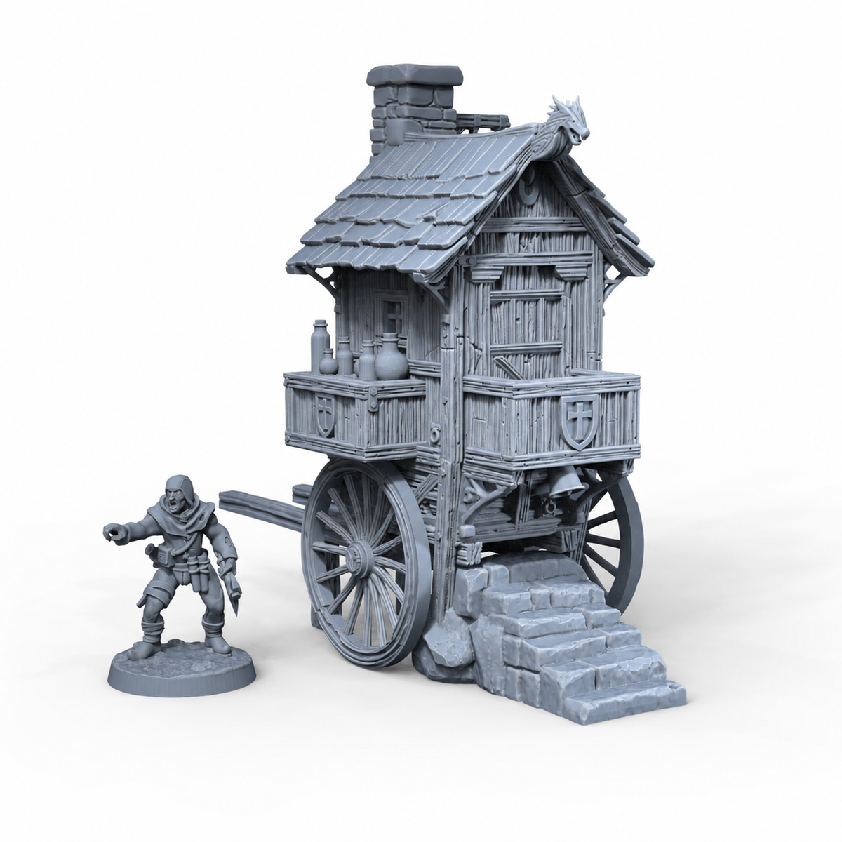 Fantasy Food Truck – 28mm Tabletop Terrain, Unpainted