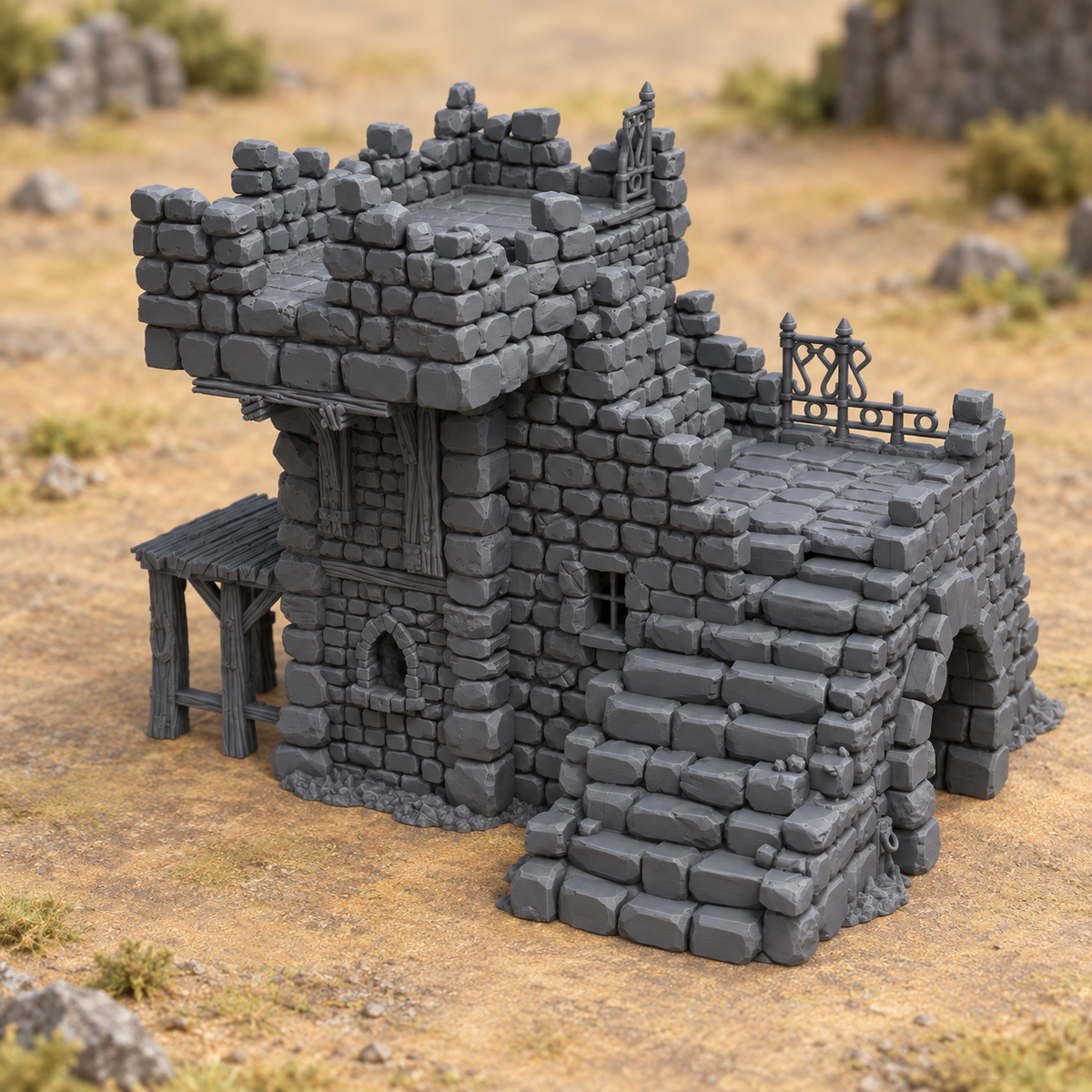 Ruined Platform Prison – 28mm Fantasy Terrain, Unpainted