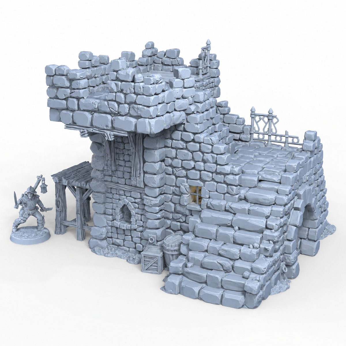 Ruined Platform Prison – 28mm Fantasy Terrain, Unpainted