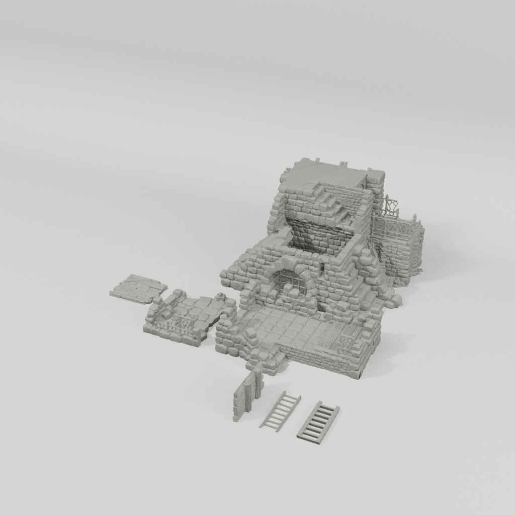 Ruined Platform Prison – 28mm Fantasy Terrain, Unpainted