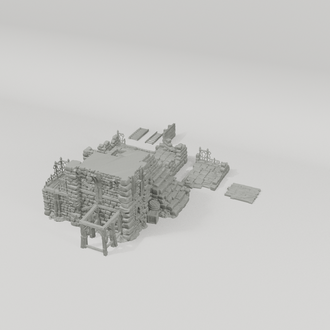 Ruined Platform Prison – 28mm Fantasy Terrain, Unpainted