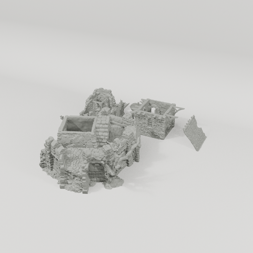 Ruined Black Lions Bastion Tower – 28mm Terrain, Unpainted