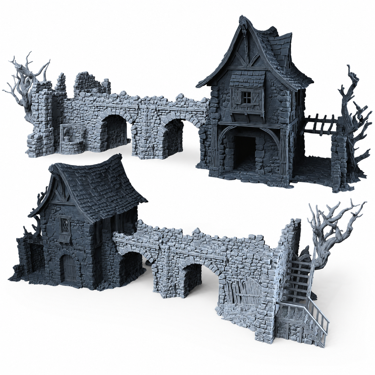 Ruined Platform Connector – 28mm Fantasy Terrain, Unpainted