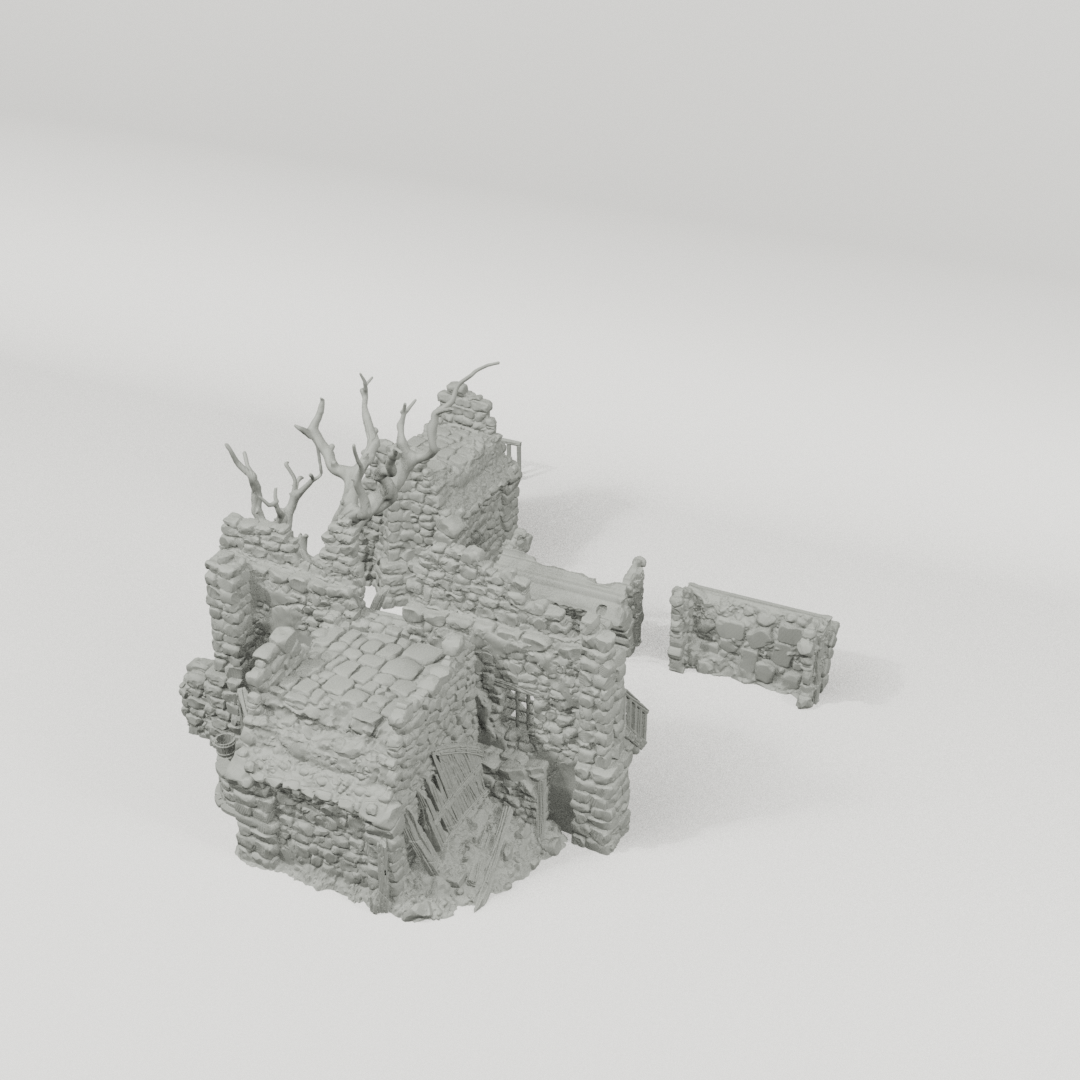 Ruined Platform Connector – 28mm Fantasy Terrain, Unpainted