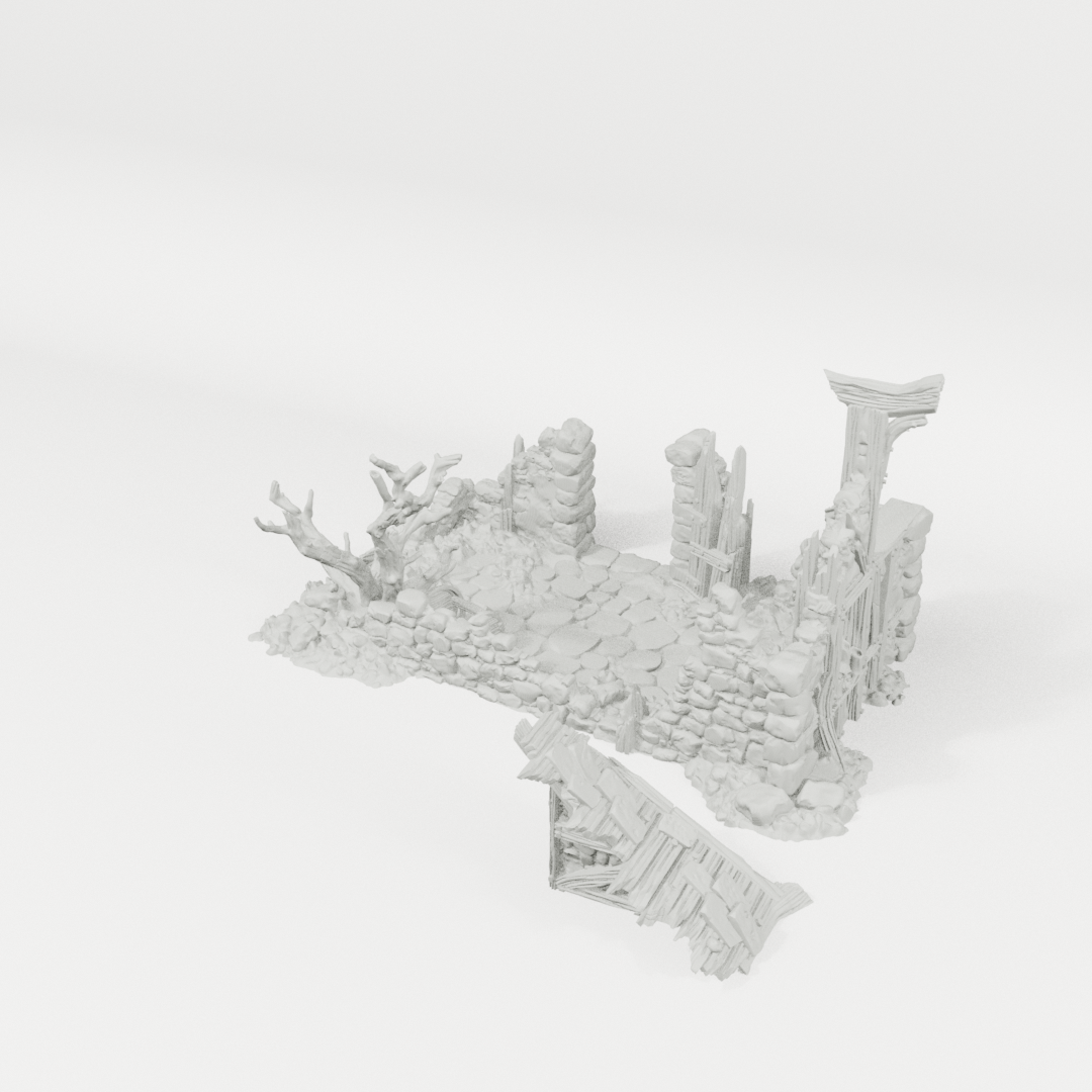 Ruined Shack – 28mm Fantasy Tabletop Terrain, Unpainted