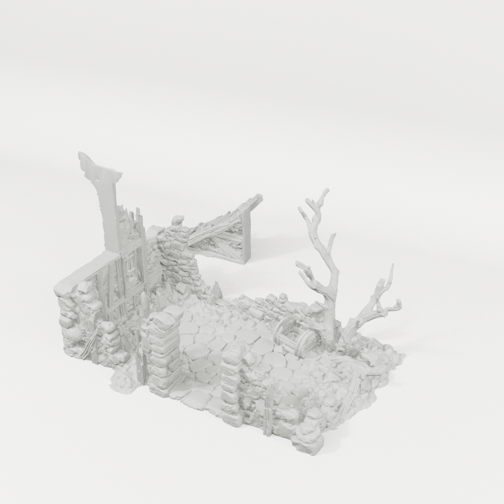 Ruined Shack – 28mm Fantasy Tabletop Terrain, Unpainted