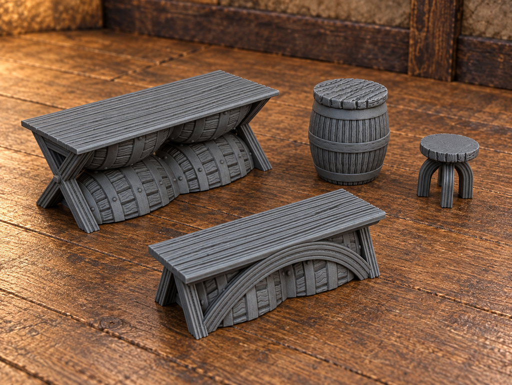 Furniture Scatter 28mm DND Scatter Terrain | Tabletop Wargaming Scenery for Warhammer, Frostgrave & RPG | 3D Printed