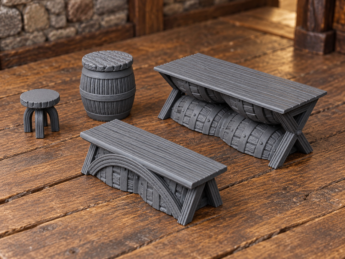 Furniture Scatter 28mm DND Scatter Terrain | Tabletop Wargaming Scenery for Warhammer, Frostgrave & RPG | 3D Printed