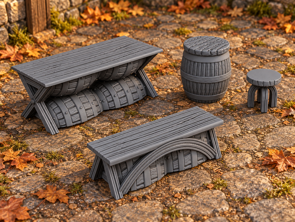 Furniture Scatter 28mm DND Scatter Terrain | Tabletop Wargaming Scenery for Warhammer, Frostgrave & RPG | 3D Printed