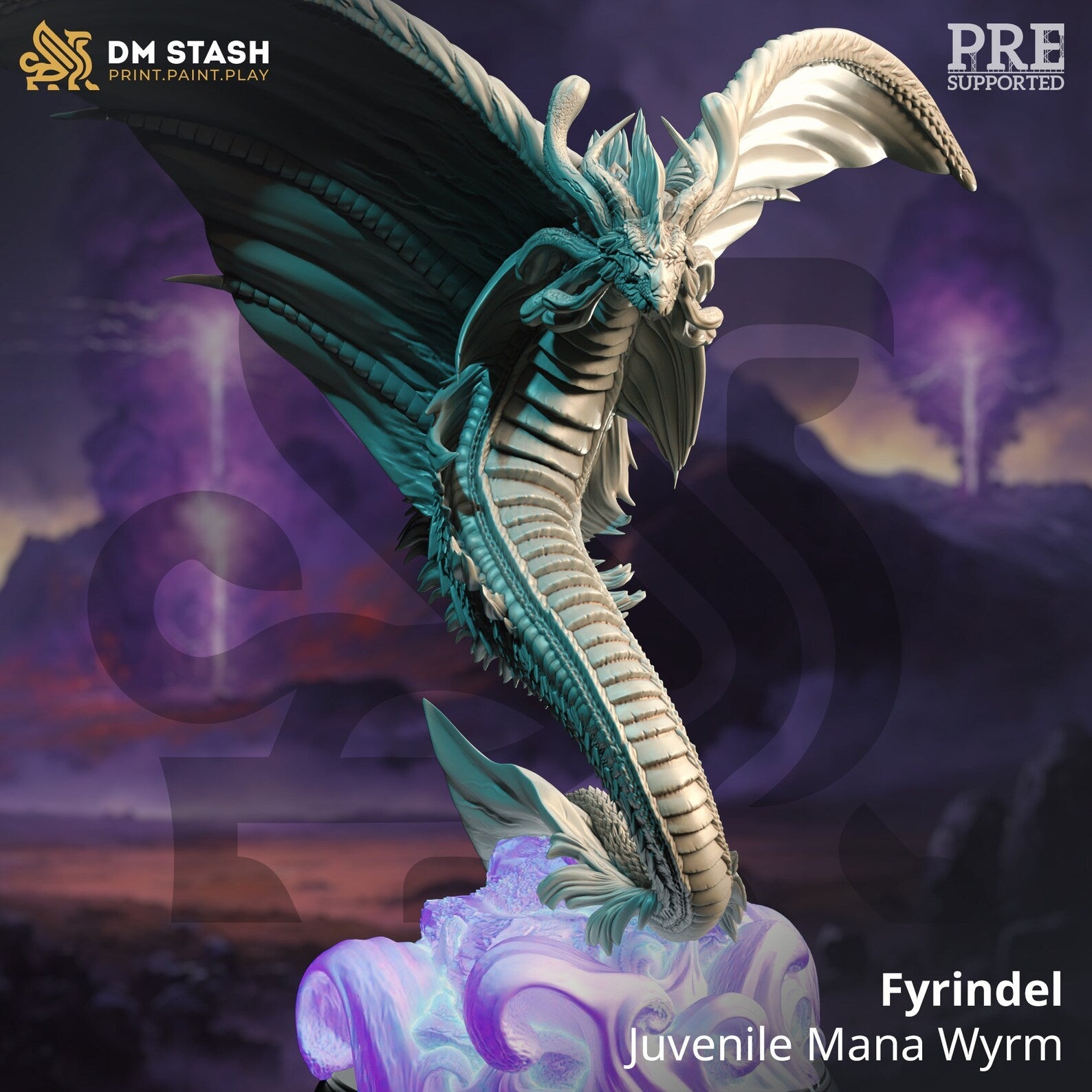 Fyrindel – Juvenile Mana Wyrm - 3D Monster Dragon Miniature - Just Re-Roll