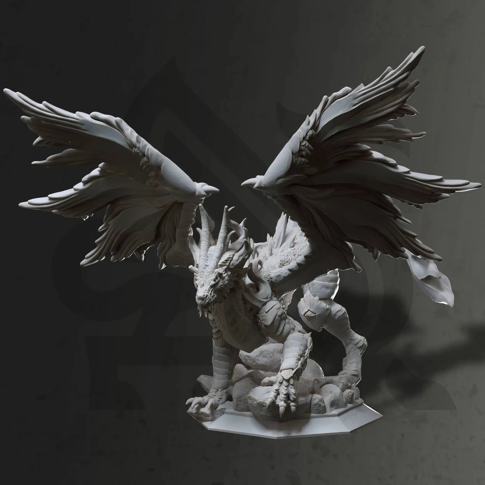 Glanbeli Dragon Miniature – Fantasy Sculpt, Grey Resin, Unpainted Tabletop Gaming Model - Just Re-Roll