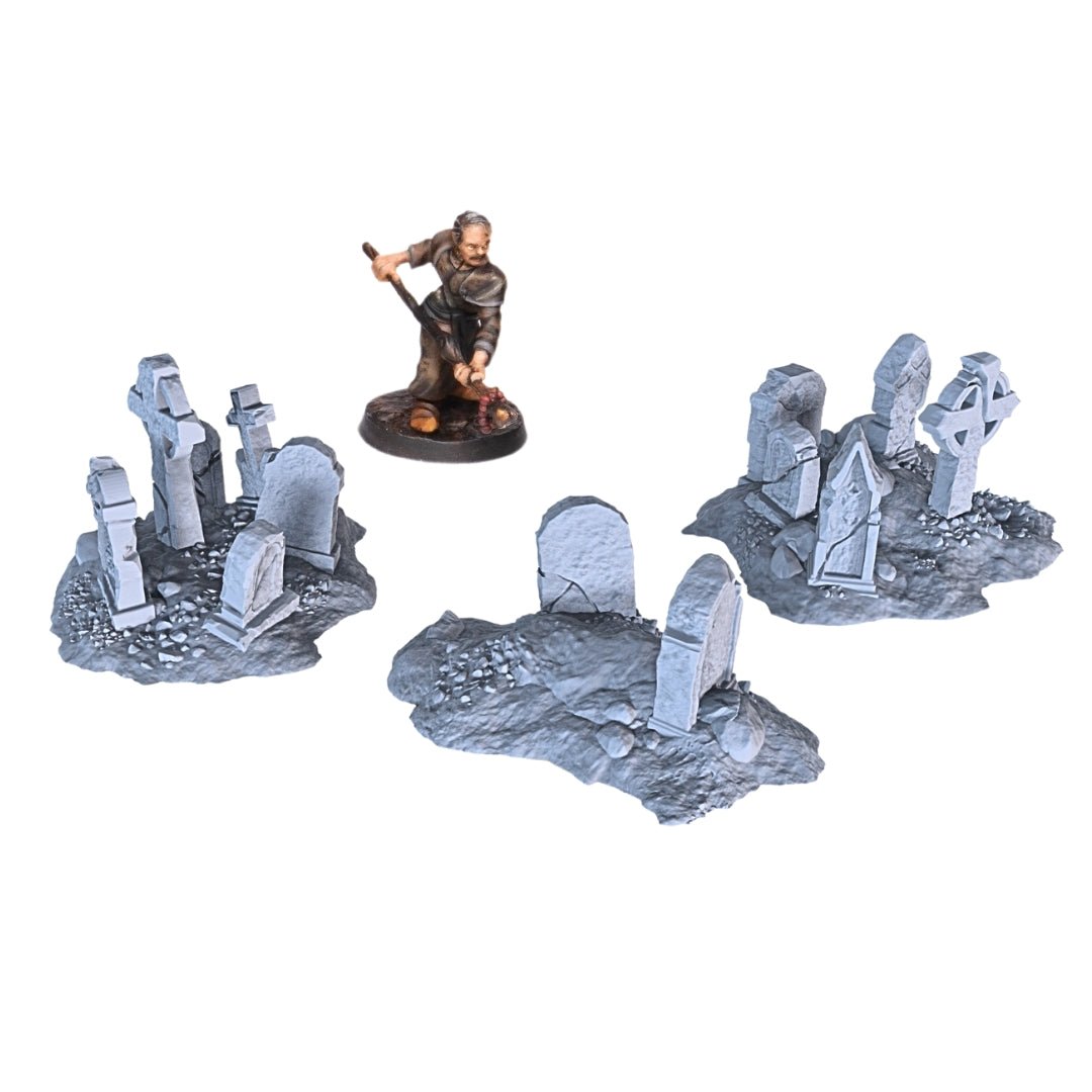 Gravestone Set 28mm DND Scatter Terrain | Tabletop Wargaming Scenery for Warhammer, Frostgrave & RPG | 3D Printed