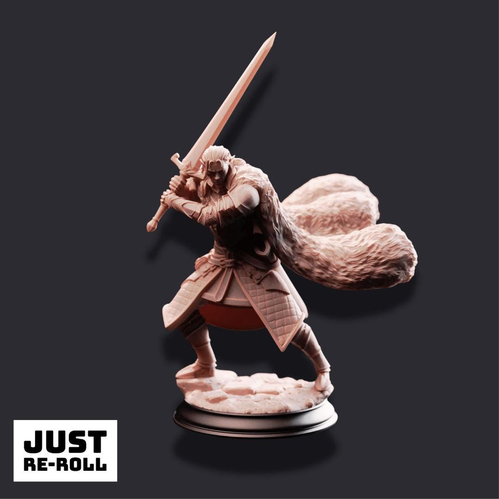Harias of the Borderlands – Elven Fighter - 3D Fighter Miniature - Just Re - Roll