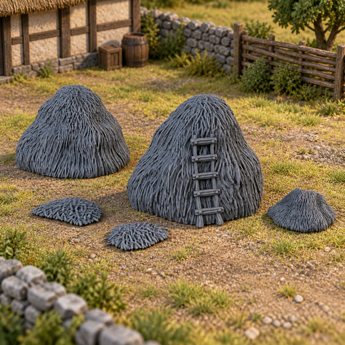 Hay Stacks - 28mm DND/Wargame/RPG Terrain