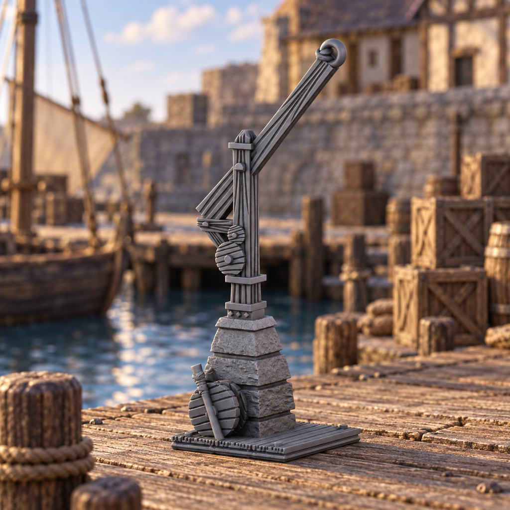 Hoist Crane 28mm DND Scatter Terrain | Tabletop Wargaming Scenery for Warhammer, Frostgrave & RPG | Unpainted 3D Printed
