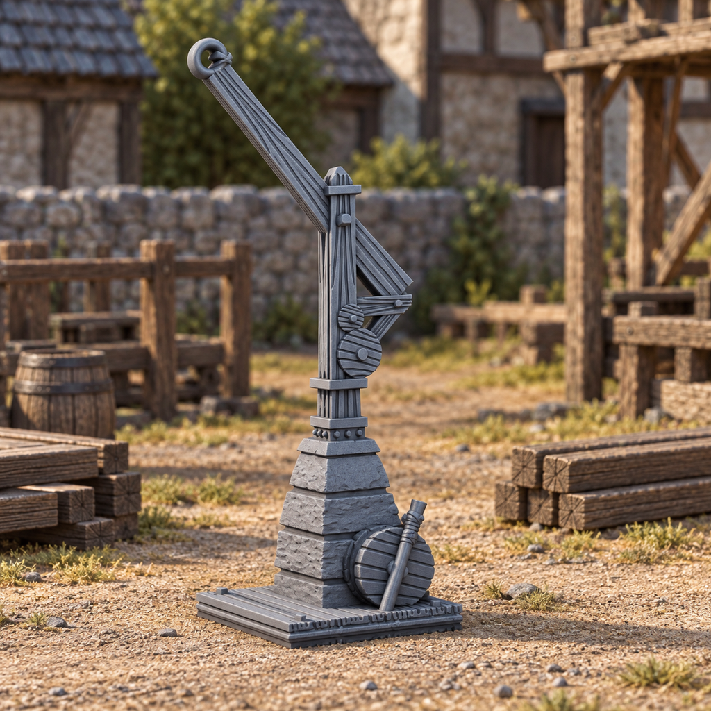 Hoist Crane 28mm DND Scatter Terrain | Tabletop Wargaming Scenery for Warhammer, Frostgrave & RPG | Unpainted 3D Printed