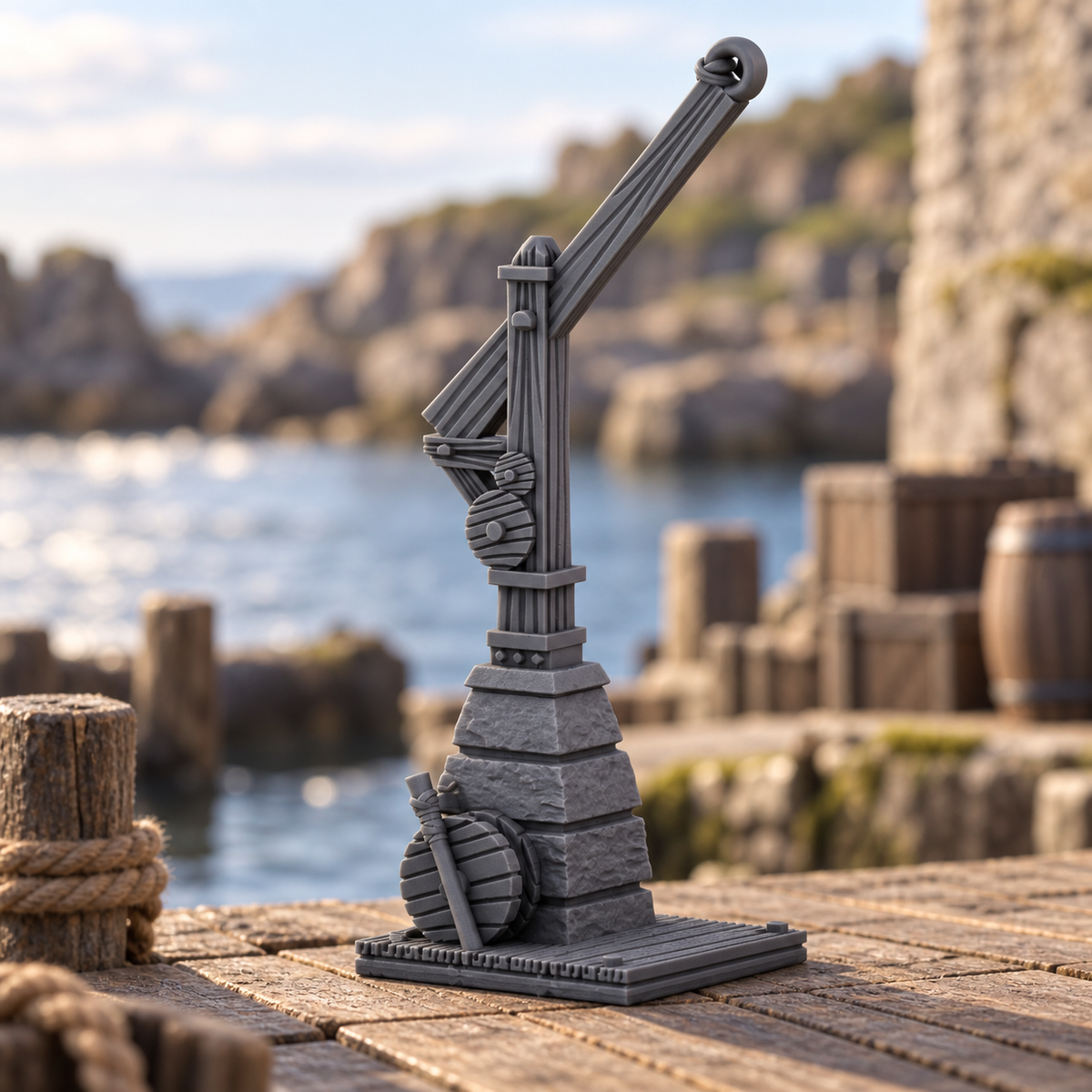 Hoist Crane 28mm DND Scatter Terrain | Tabletop Wargaming Scenery for Warhammer, Frostgrave & RPG | Unpainted 3D Printed