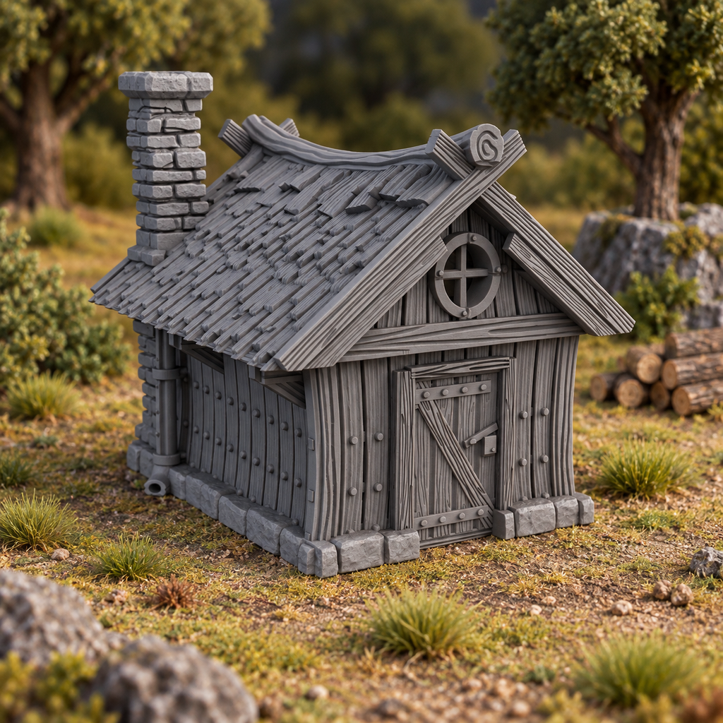 Hunters Cabin 28mm DND Terrain | Tabletop Wargaming Scenery for Warhammer, Frostgrave & RPG | Unpainted 3D Printed