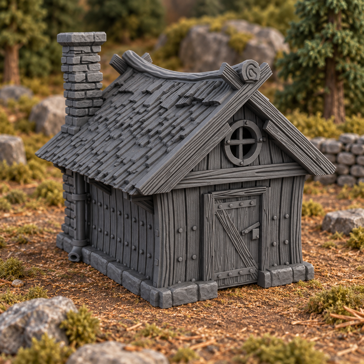 Hunters Cabin 28mm DND Terrain | Tabletop Wargaming Scenery for Warhammer, Frostgrave & RPG | Unpainted 3D Printed