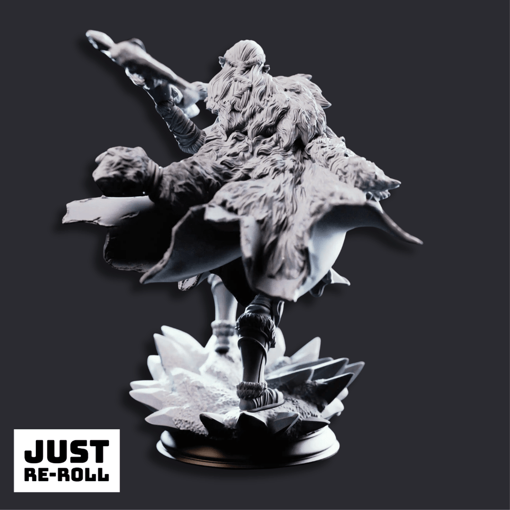 Ice Heart Colossal Barbarian Sorcerer - 3D Printed Barbarian Character Miniature - Just Re-Roll