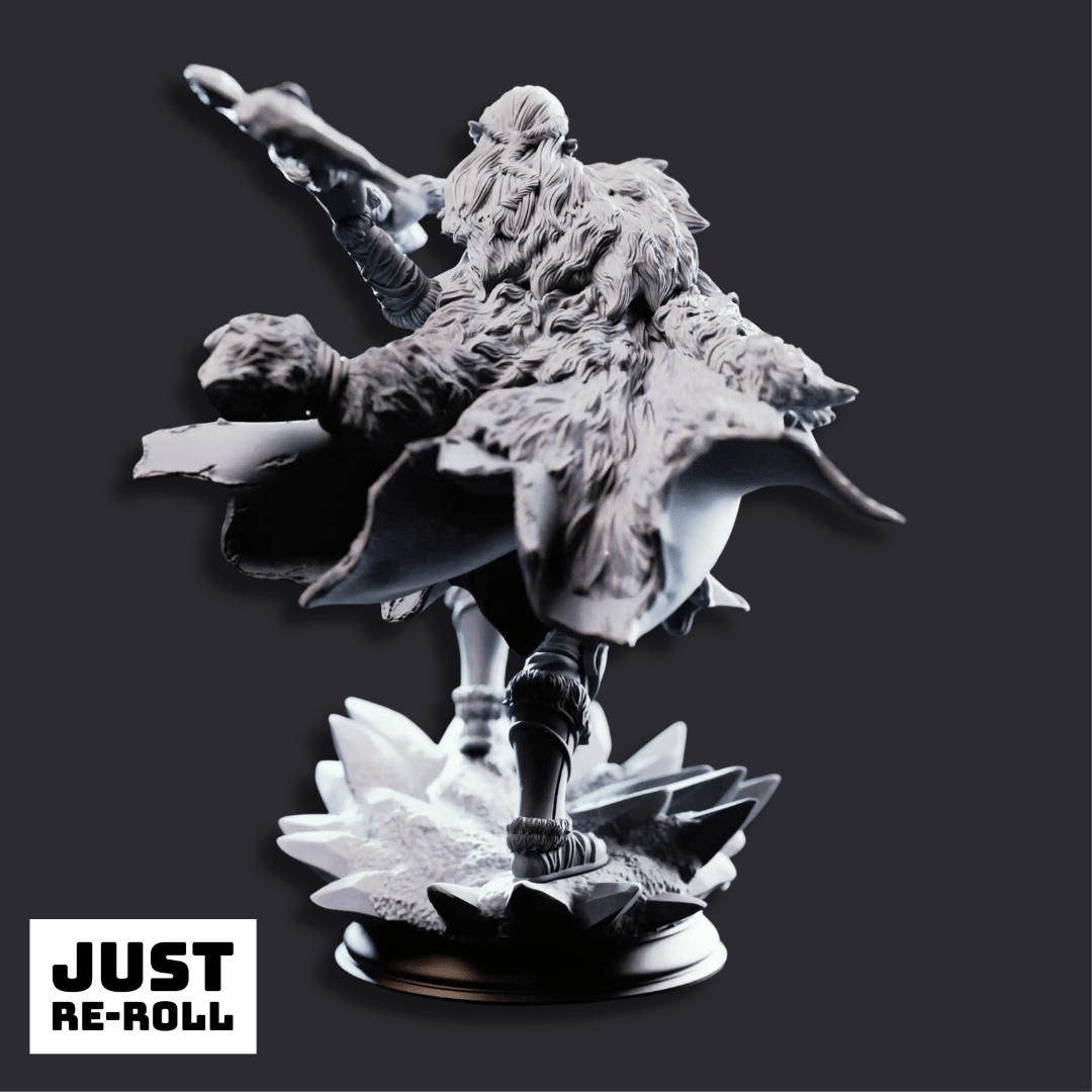 Ice Heart Colossal Barbarian Sorcerer - 3D Printed Barbarian Character Miniature - Just Re-Roll