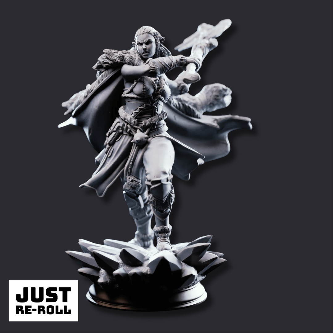 Ice Heart Colossal Barbarian Sorcerer - 3D Printed Barbarian Character Miniature - Just Re-Roll