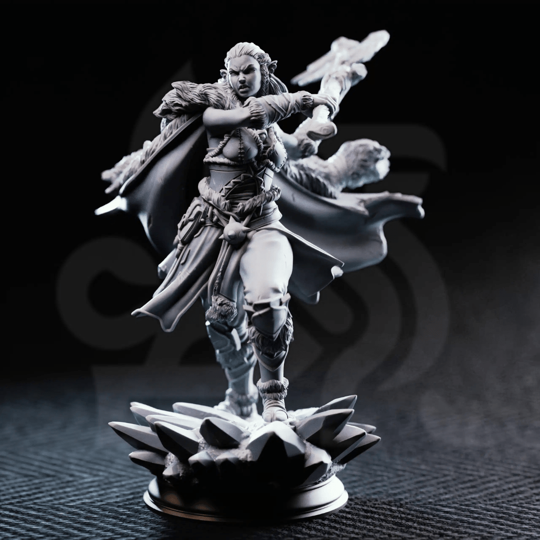 Ice Heart Colossal Barbarian Sorcerer - 3D Printed Barbarian Character Miniature - Just Re-Roll
