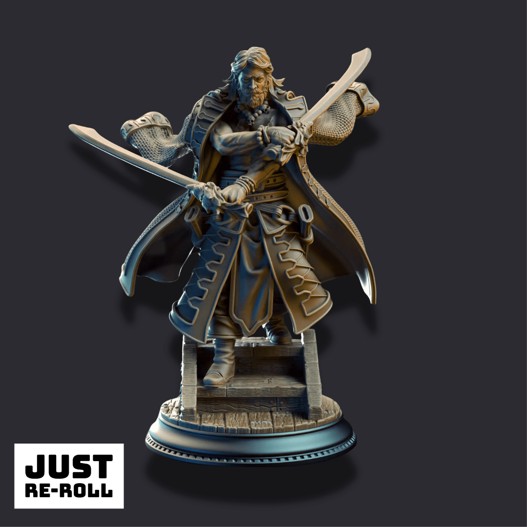 Ignacio Reyes – Hexhunter of the Sea - 3D Printed Fighter Miniature - Just Re-Roll