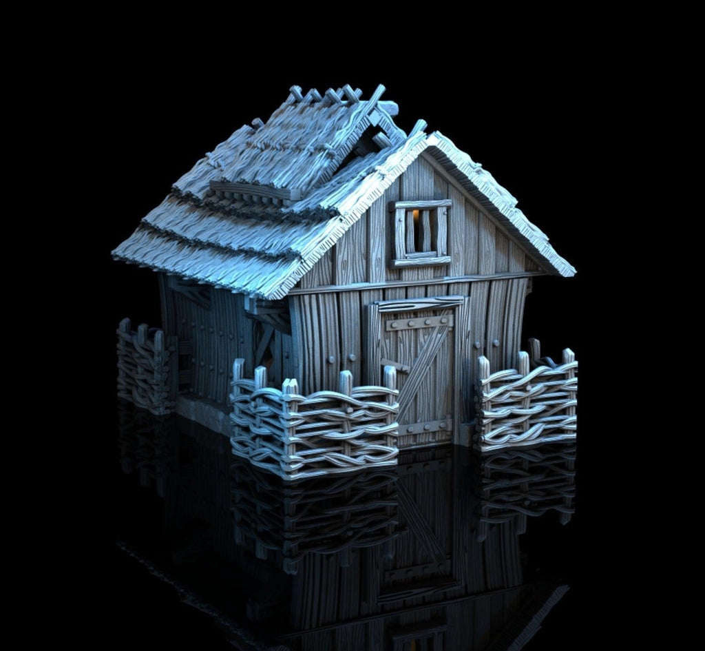 Borderland Hut 28mm DND Terrain | Tabletop Wargaming Scenery for Warhammer, Frostgrave & RPG | Unpainted 3D Printed