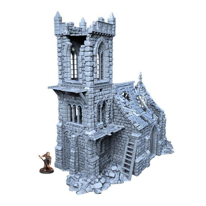 Ruined Sanctuary 28mm DND Terrain | Tabletop Wargaming Scenery for Mordheim, Frostgrave & RPG | 3D Printed
