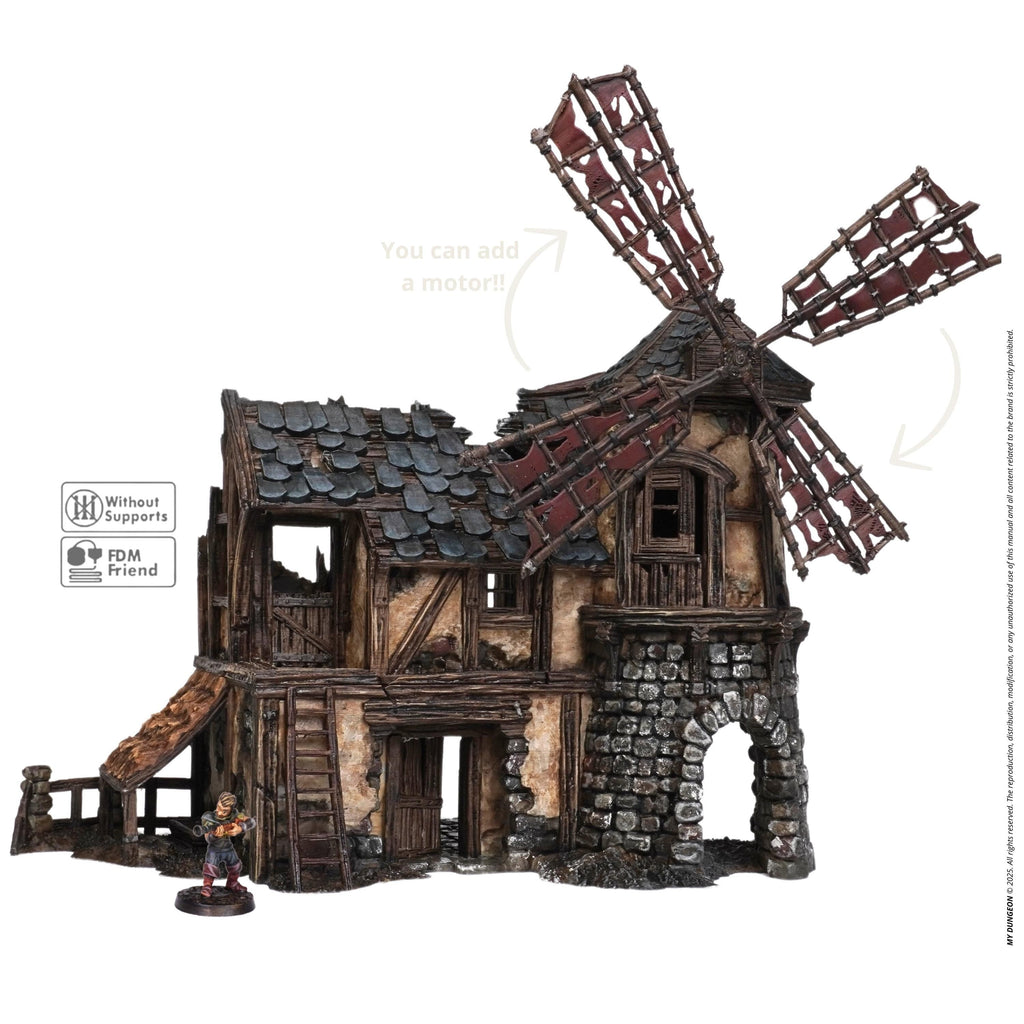 Windmill Granary 28mm DND Terrain | Tabletop Wargaming Scenery for Warhammer, Frostgrave & RPG | 3D Printed