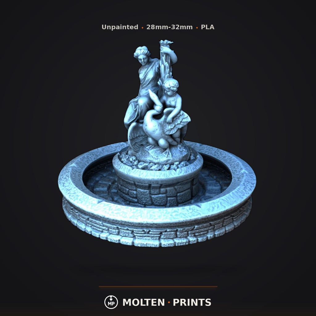 Swan Fountain 28mm DND Scatter Terrain | Tabletop Wargaming Scenery for Warhammer, Frostgrave & RPG | 3D Printed
