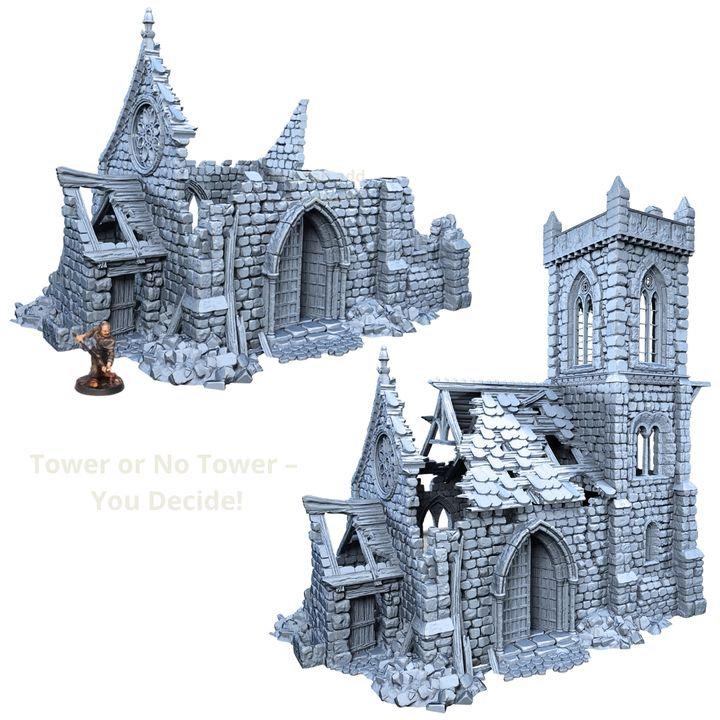 Ruined Sanctuary 28mm DND Terrain | Tabletop Wargaming Scenery for Mordheim, Frostgrave & RPG | 3D Printed