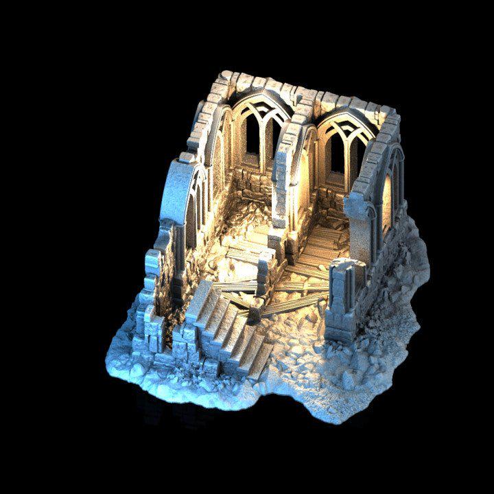 Ruined Cloister 28mm DND Terrain | Tabletop Wargaming Scenery for Mordheim, Frostgrave & RPG | Unpainted 3D Printed