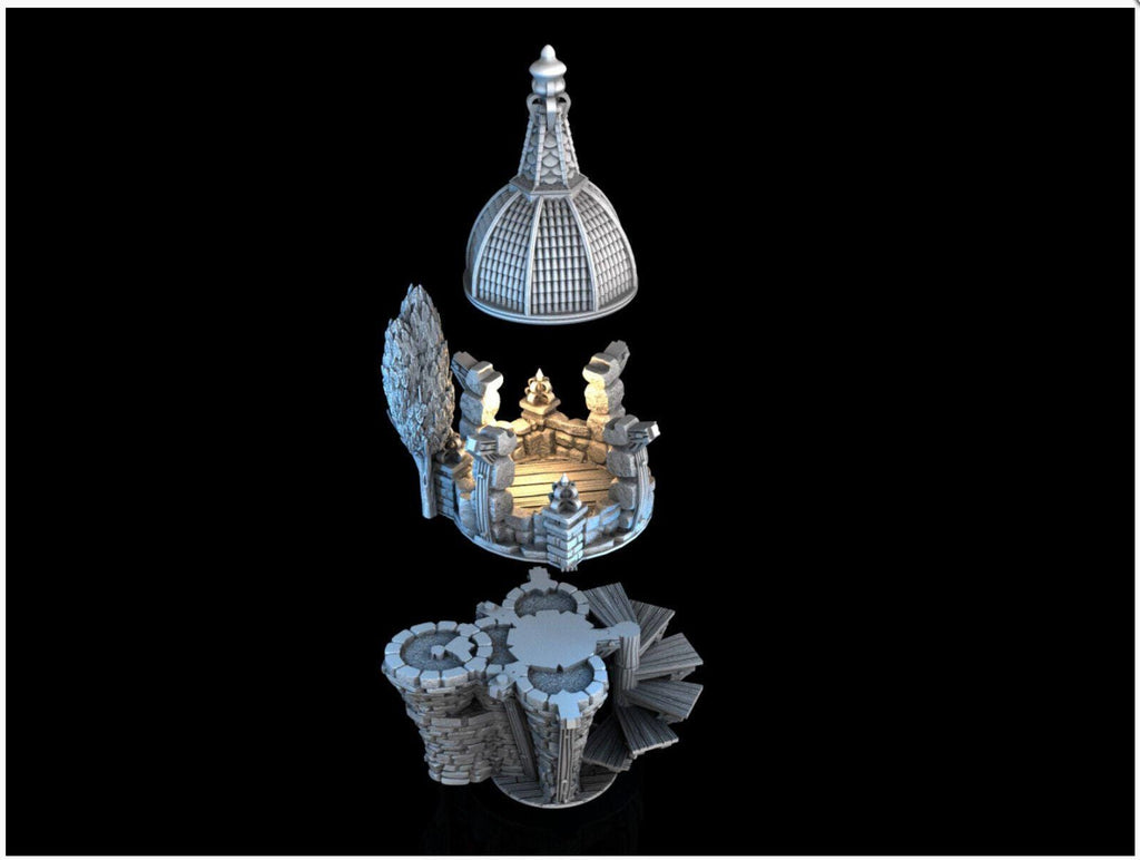 Flying Gazebo 28mm DND Terrain | Tabletop Wargaming Scenery for Warhammer, Frostgrave & RPG | Unpainted 3D Printed