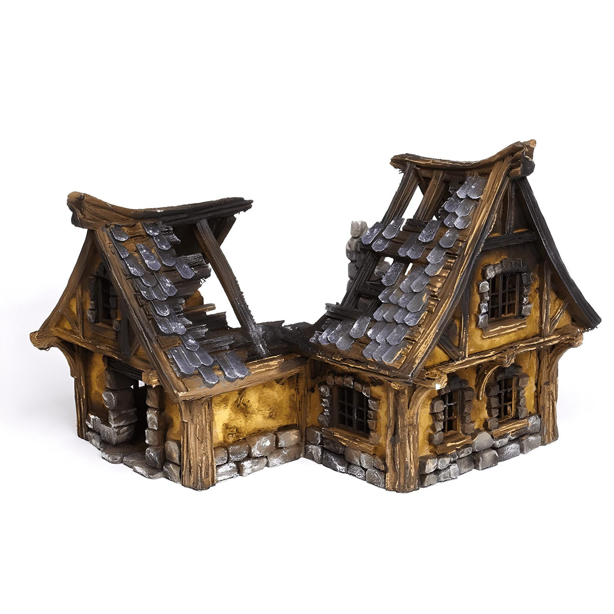 Ruined Medieval House 28mm DND Terrain Set B | Wargaming Scenery for Mordheim, Frostgrave & RPG | Unpainted 3D Printed