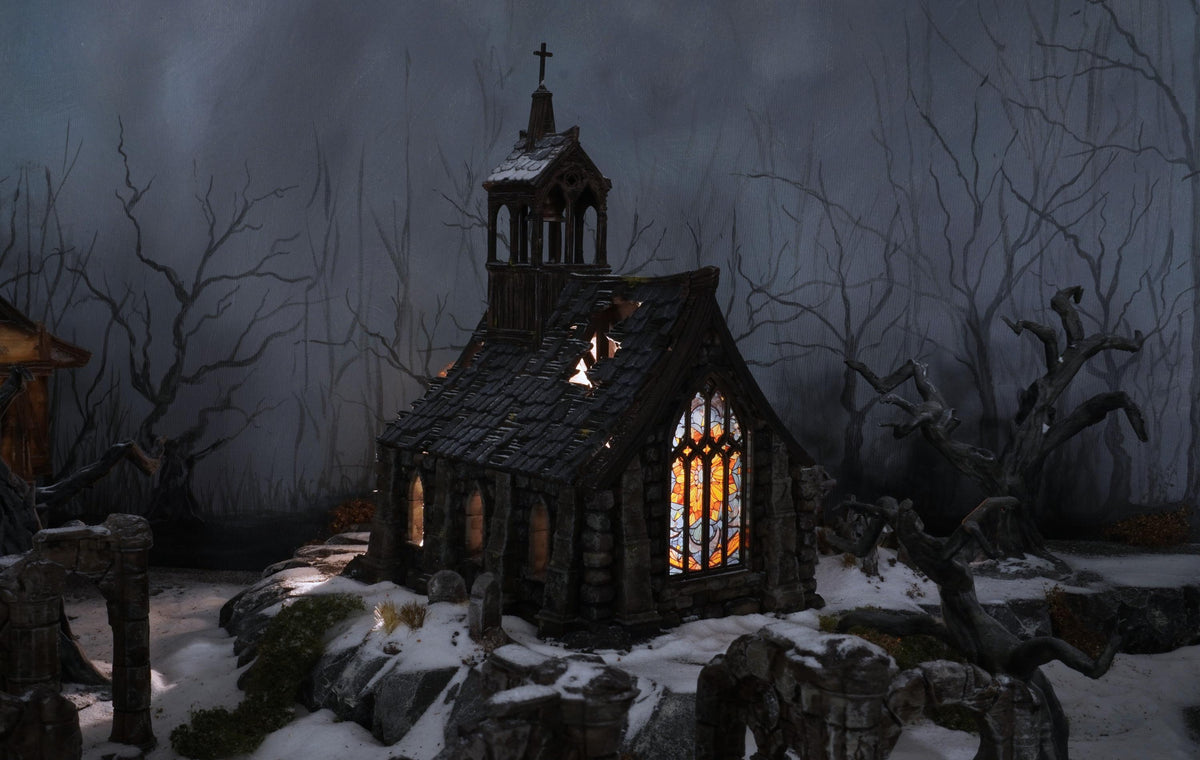 Basilica Ruins 28mm DND Terrain | Tabletop Wargaming Scenery for Mordheim, Frostgrave & RPG | Unpainted 3D Printed