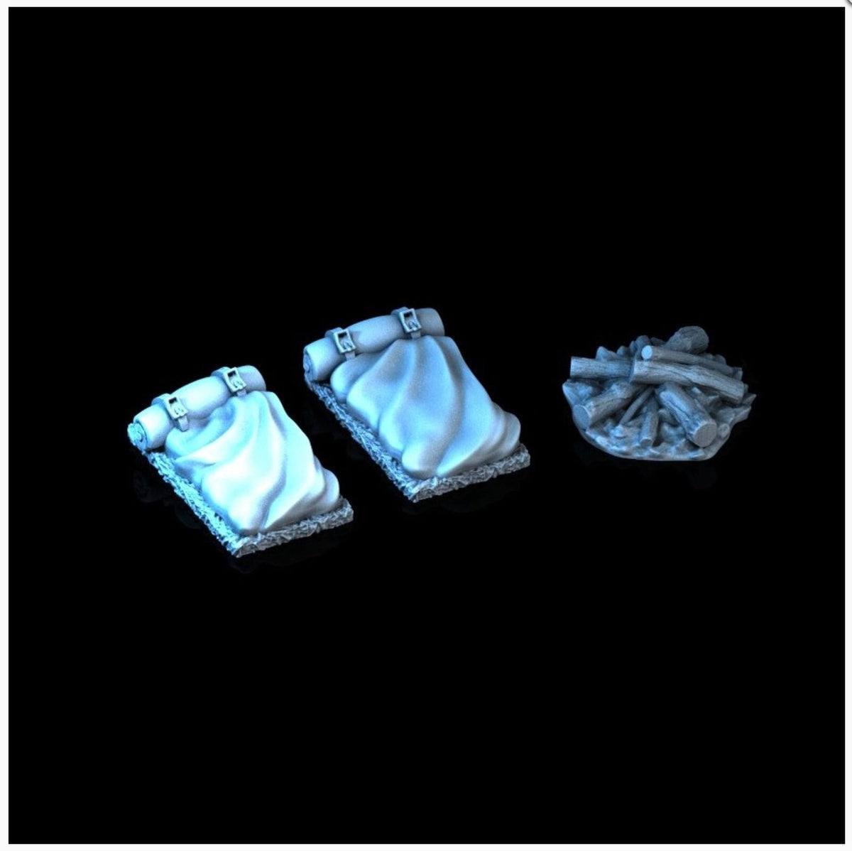 Camping Set 28mm DND Scatter Terrain | Tabletop Wargaming Scenery for Warhammer, Frostgrave & RPG | Unpainted 3D Printed