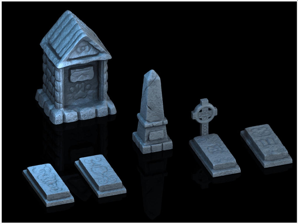 Graveyard Set 28mm DND Scatter Terrain | Tabletop Wargaming Scenery for Warhammer, Frostgrave & RPG | 3D Printed