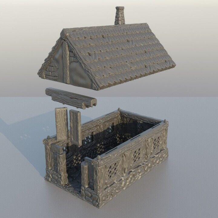 Commoner House Medieval 28mm DND Terrain | Tabletop Wargaming Scenery for Warhammer, Frostgrave & RPG | 3D Printed