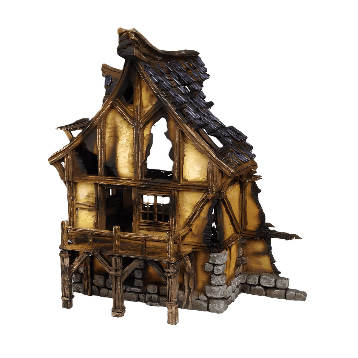 Ruined Medieval House 28mm DND Terrain | Tabletop Wargaming Scenery for Mordheim, Frostgrave & RPG | Unpainted 3D Printed